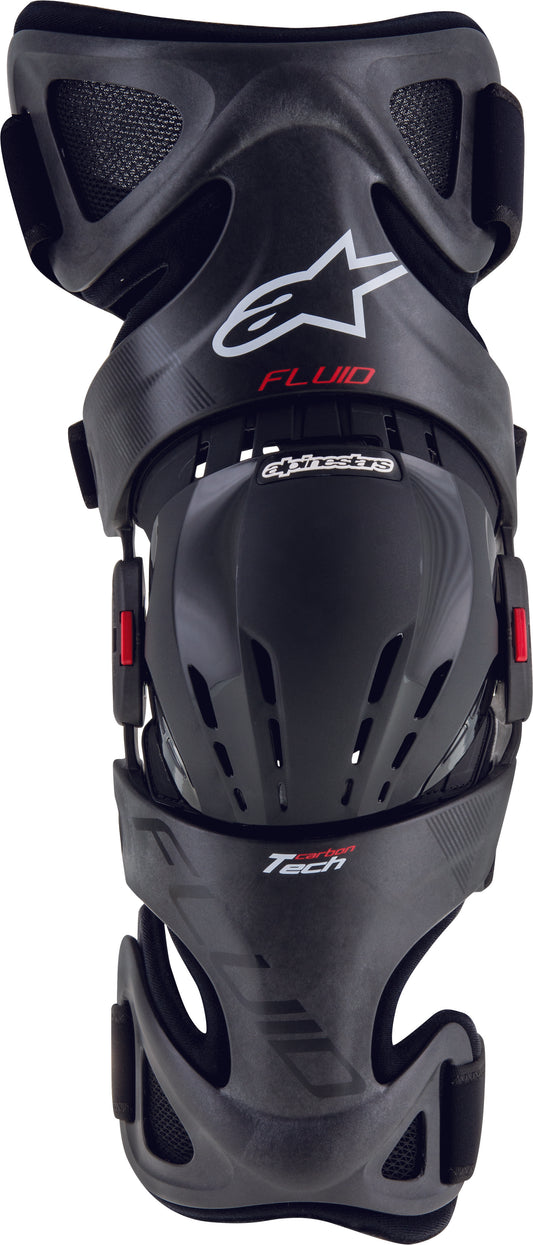 Fluid Tech Carbon Knee Brace Set Black/Red/White Sm